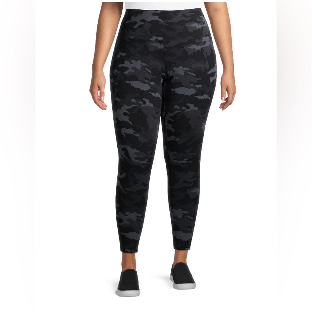 Terra & Sky -Camo Black & Gray High Rise Fitted Leggings Size 0X